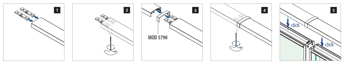 montaje de union de pasamanos de aluminio 5790